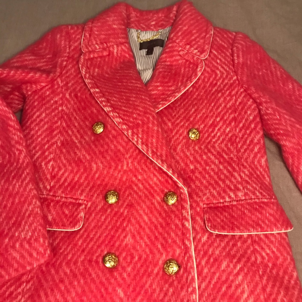 J. Crew Fuzzy Pink Pea Coat